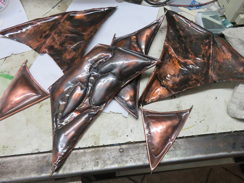 Alien Spacecraft Sculpture Making repousse copper wings