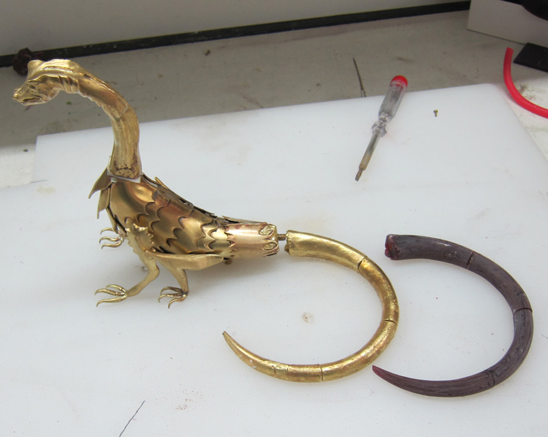 Antijythera Mother Dragon Sculpture develop the tail section