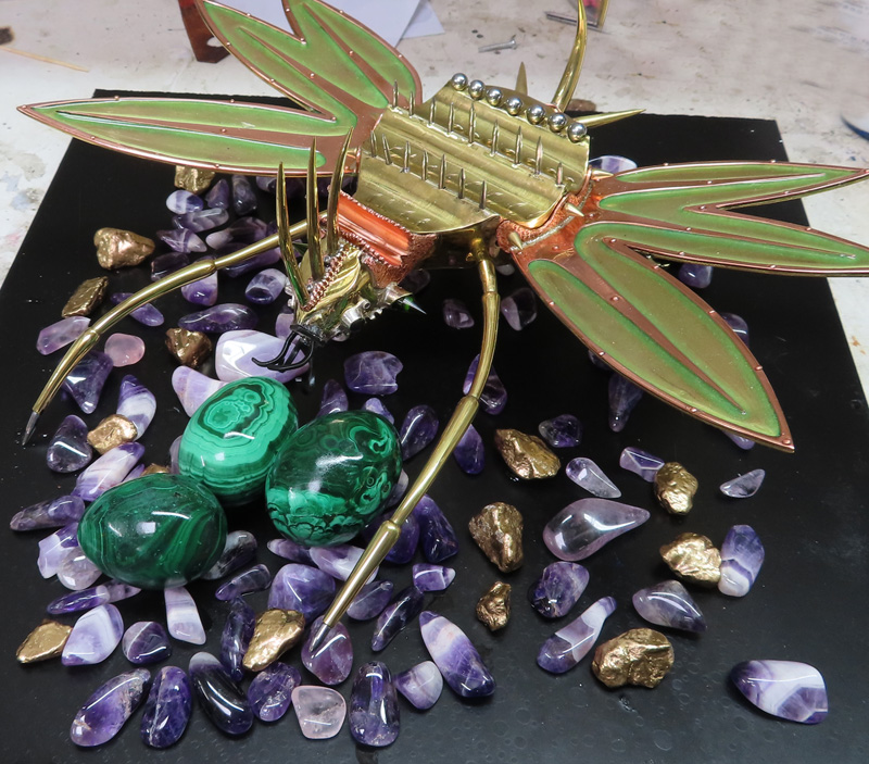 Buzz Beetle Fighter display with amethyst