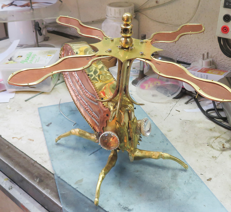 Ecuadorian Treehopper brass surround on heli blades