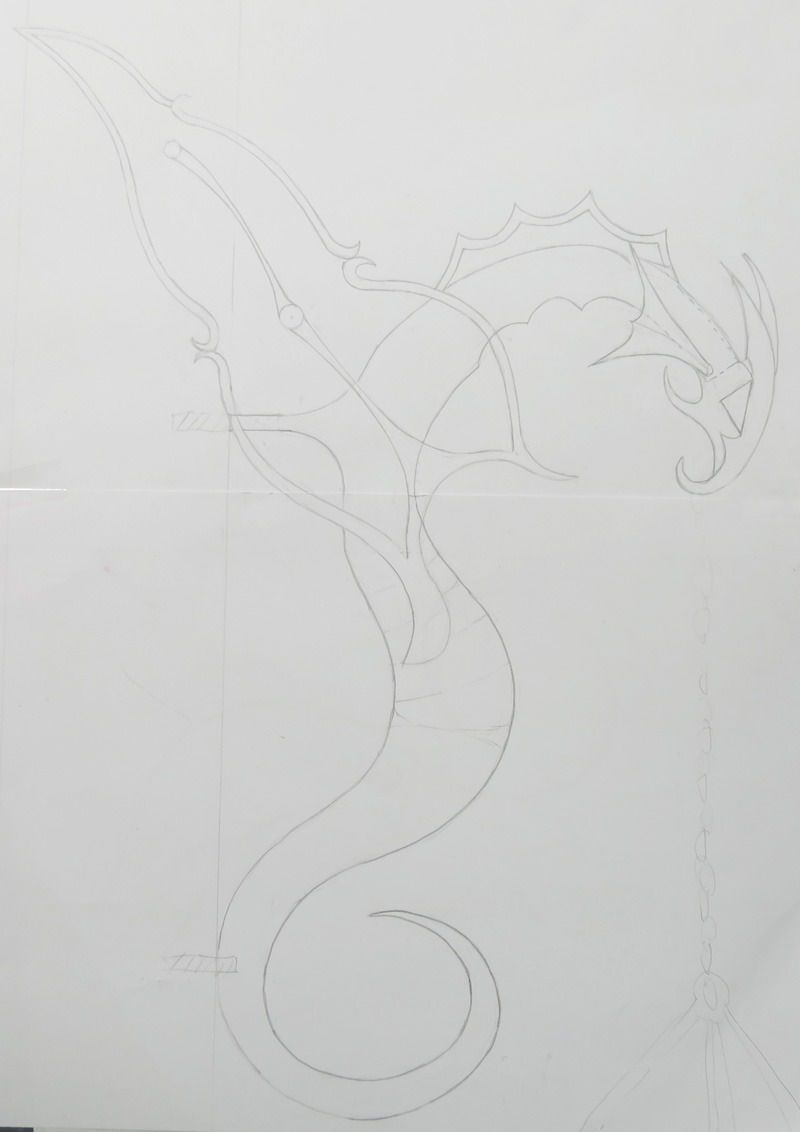 Guardian Dragon Sculpture Concept Sketch