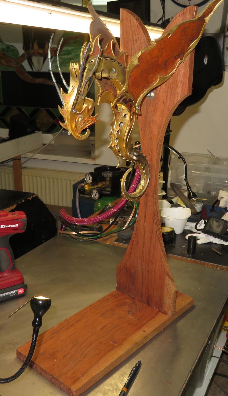 Guardian Dragon Sculpture Teak Wood