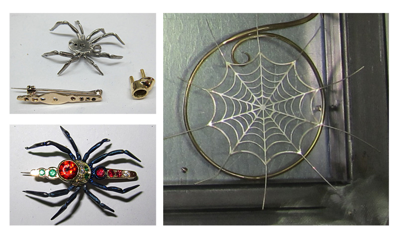 Nest Wall Sculpture Titanium Spider Web Brooch