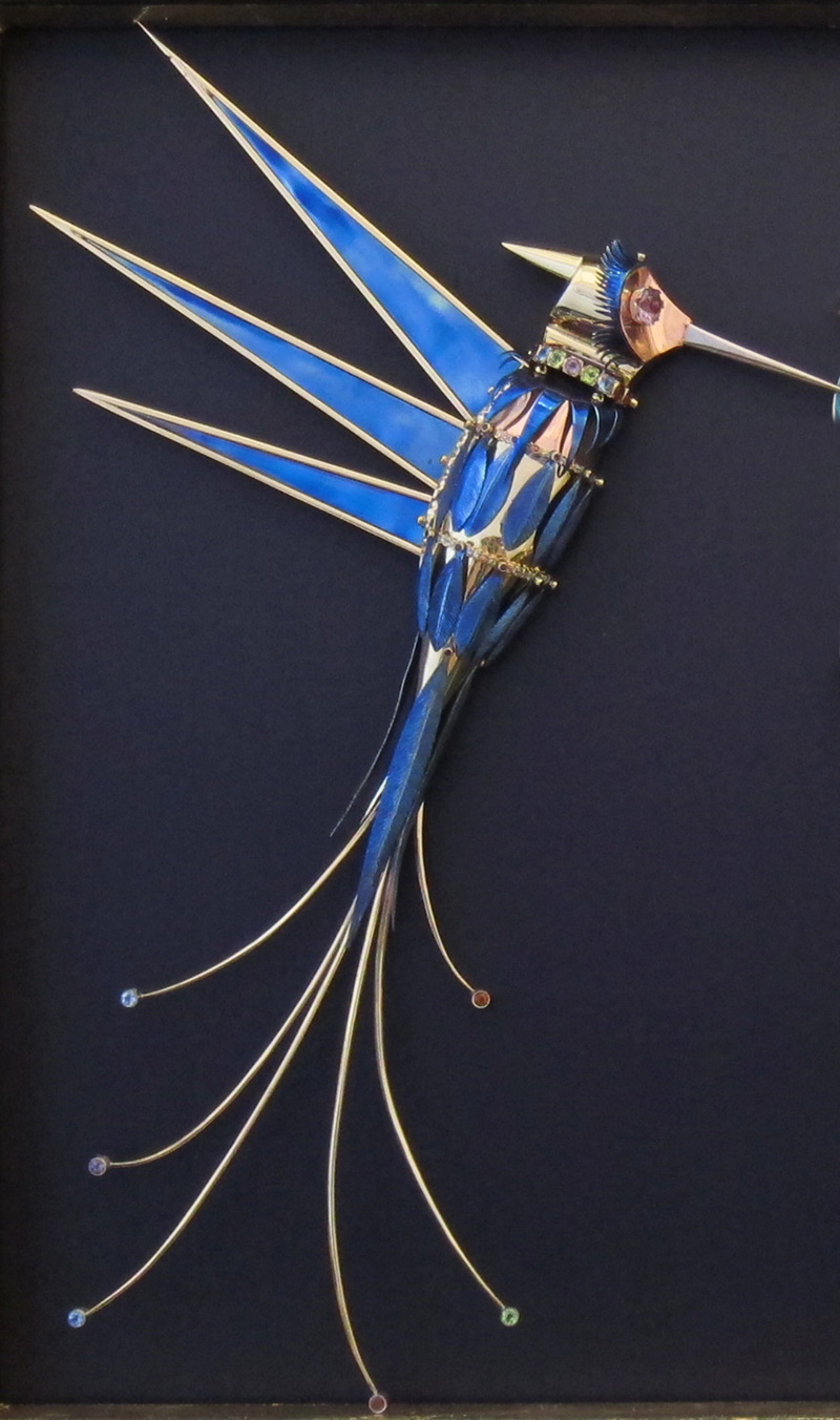 Nest Wall Sculpture Titanium Hummingbird